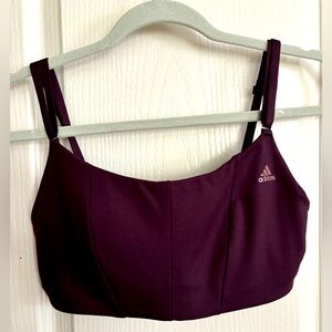 Adidas sports bra. Athletic maroon.‎ New without tags. Lightly padded.